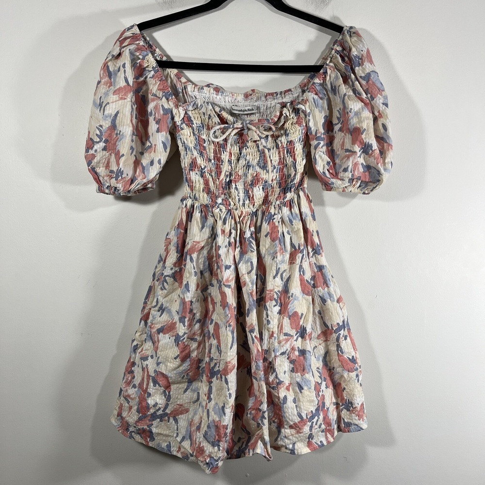 Abercrombie Fitch Sundress Women XS Floral Puff Sleeve Mini Cottagecore Milkmaid